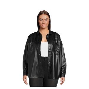 XXL- 19 Plus Size Faux Lether Shacket